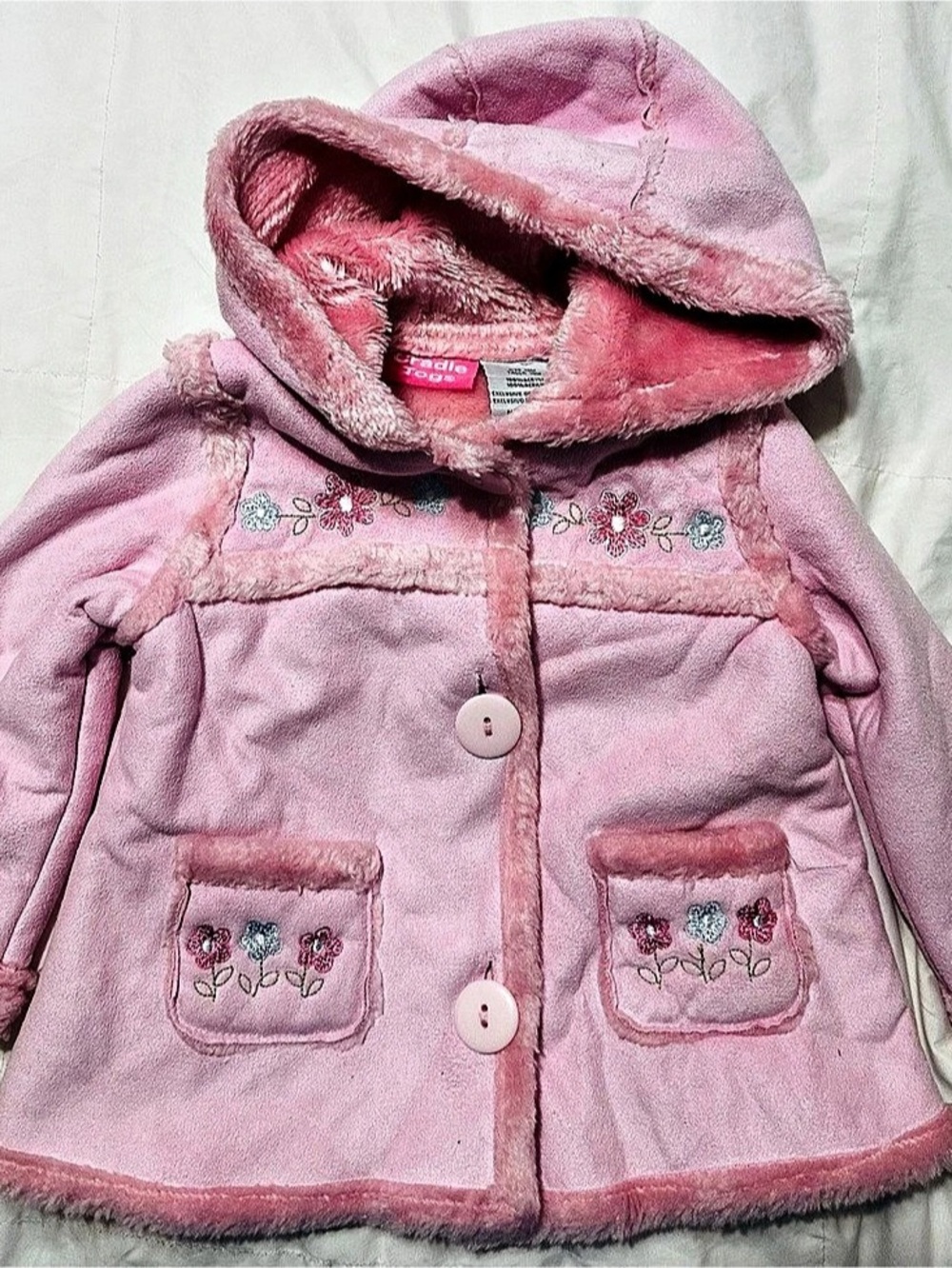 Baby Girl Cradle Togs Hooded Floral Pink Coat Baby